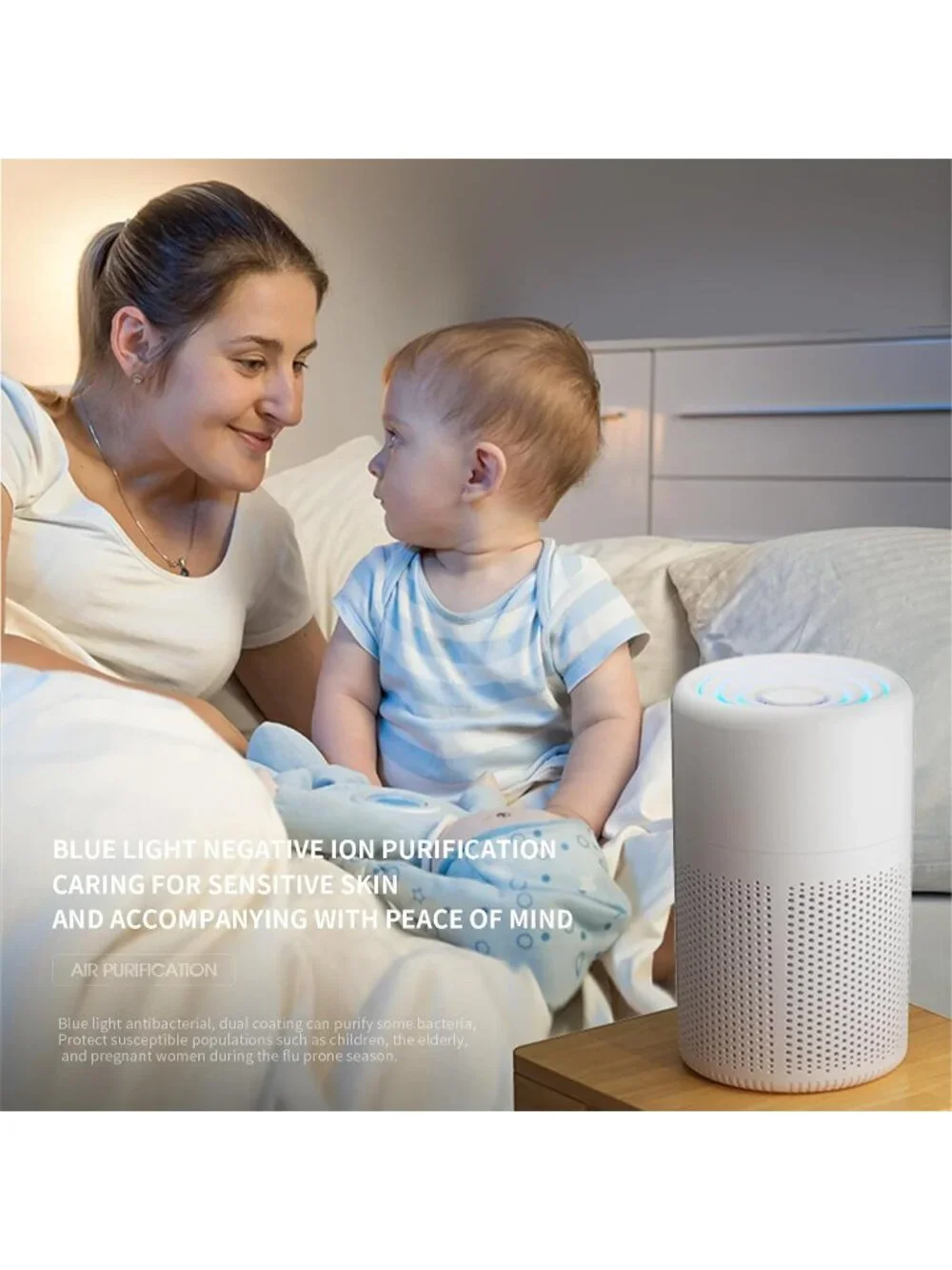 Air Purifier Small Spaces 320ft² HEPA Aromatherapy Pet Dander Odors Smoke White